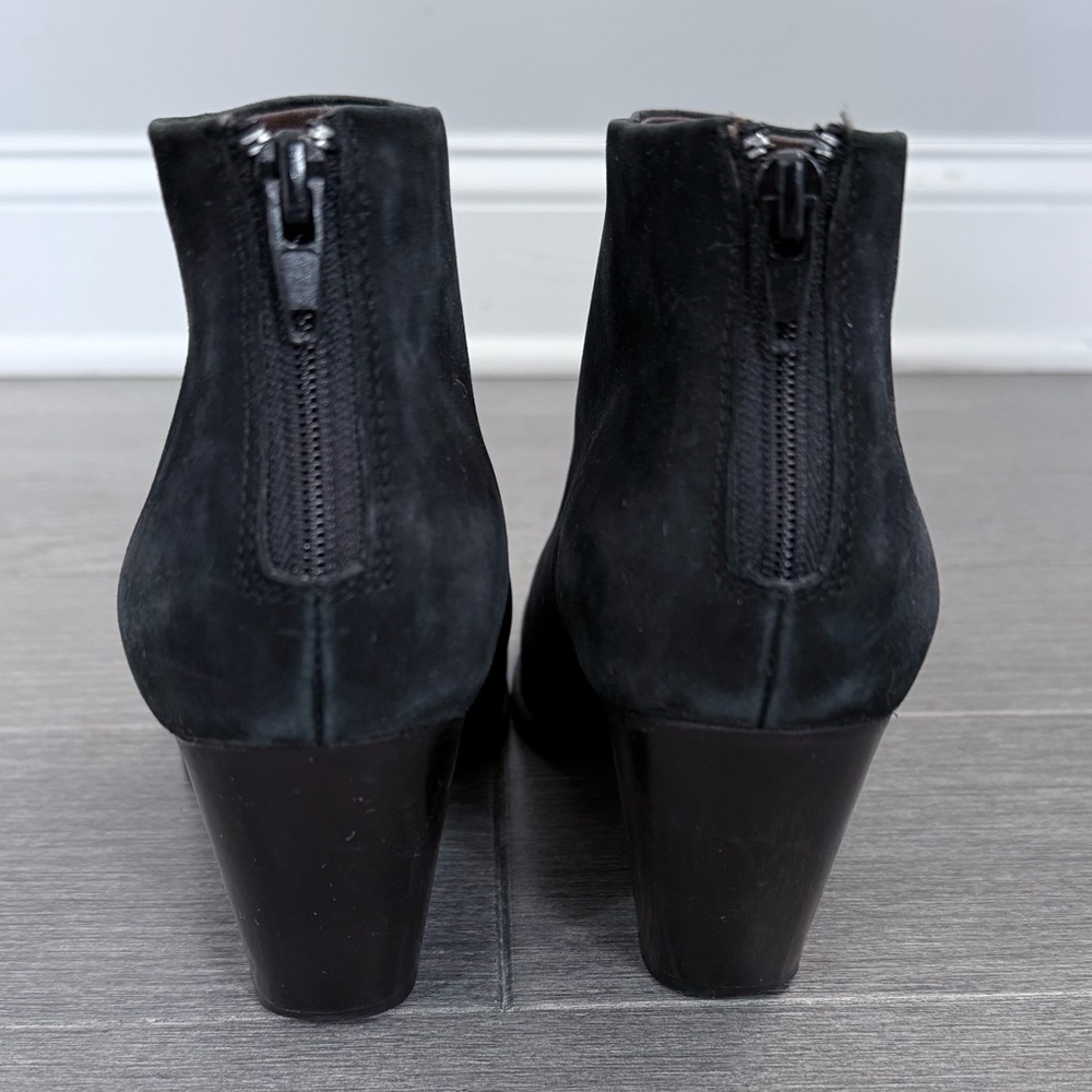 Rachel Comey Prose Black Suede Ankle Booties Stacked Heel 8 Minimalist Western - Picture 6 of 16